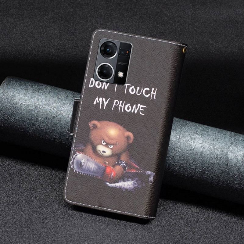 Capa Folio Para Oppo Reno 7 Urso De Bolso Com Zíper