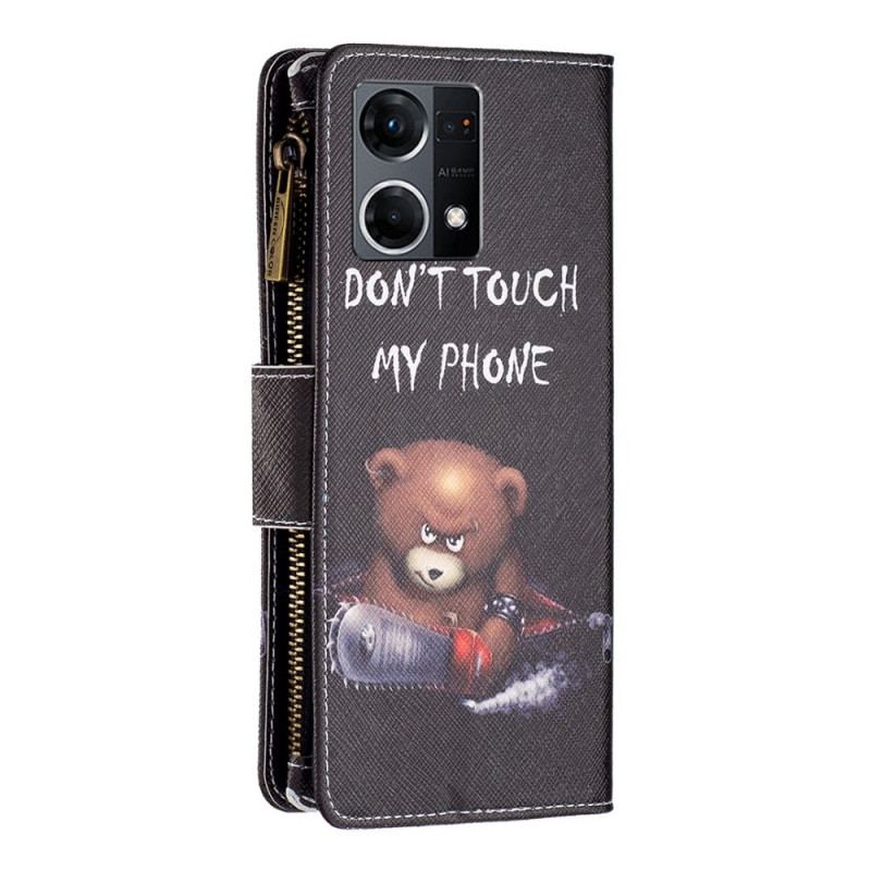 Capa Folio Para Oppo Reno 7 Urso De Bolso Com Zíper