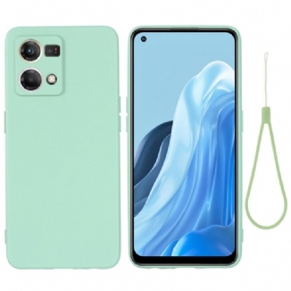 Capa Para Oppo Reno 7 Silicone Líquido Com Cordão