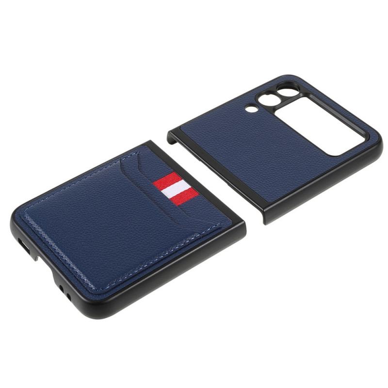 Capa De Celular Para Samsung Galaxy Z Flip 3 5G De Couro Porta Cartão Tricolor