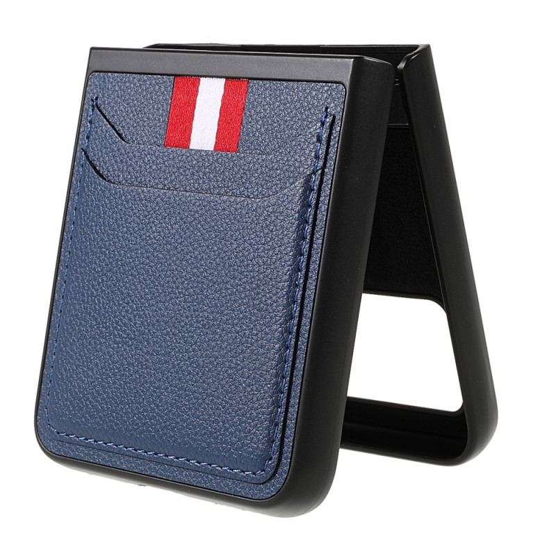 Capa De Celular Para Samsung Galaxy Z Flip 3 5G De Couro Porta Cartão Tricolor