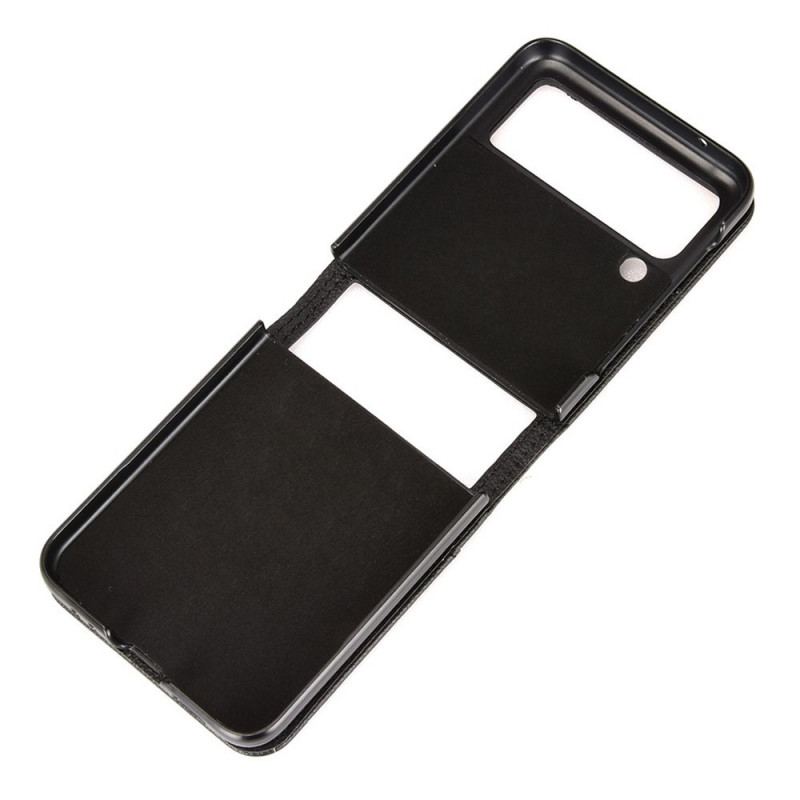 Capa De Celular Para Samsung Galaxy Z Flip 3 5G De Couro Titular De Cartão De Design 3d