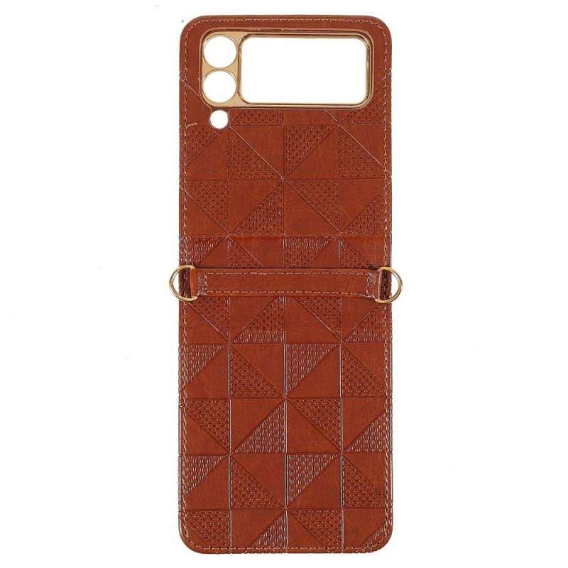 Capa Para Samsung Galaxy Z Flip 3 5G De celular De Couro Cordão De Couro Sintético