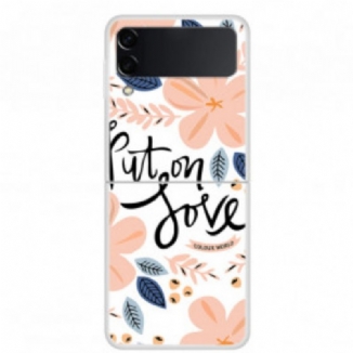 Capa Para Samsung Galaxy Z Flip 3 5G De Couro Coloque Amor