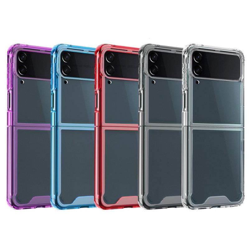 Capa Para Samsung Galaxy Z Flip 3 5G De Couro Colorido Transparente