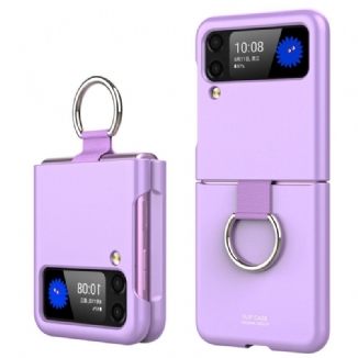 Capa Para Samsung Galaxy Z Flip 3 5G De Couro Com Anel