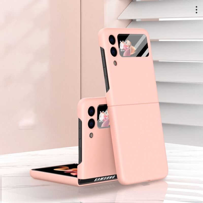 Capa Para Samsung Galaxy Z Flip 3 5G De Couro Com Filme De Tela De Vidro Temperado