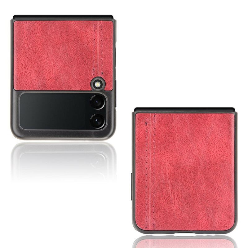 Capa Para Samsung Galaxy Z Flip 3 5G De Couro Costura De Couro Falso