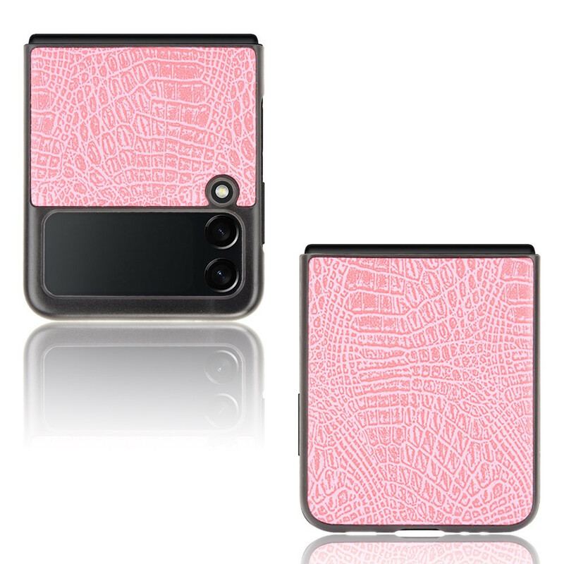 Capa Para Samsung Galaxy Z Flip 3 5G De Couro Efeito Pele De Crocodilo