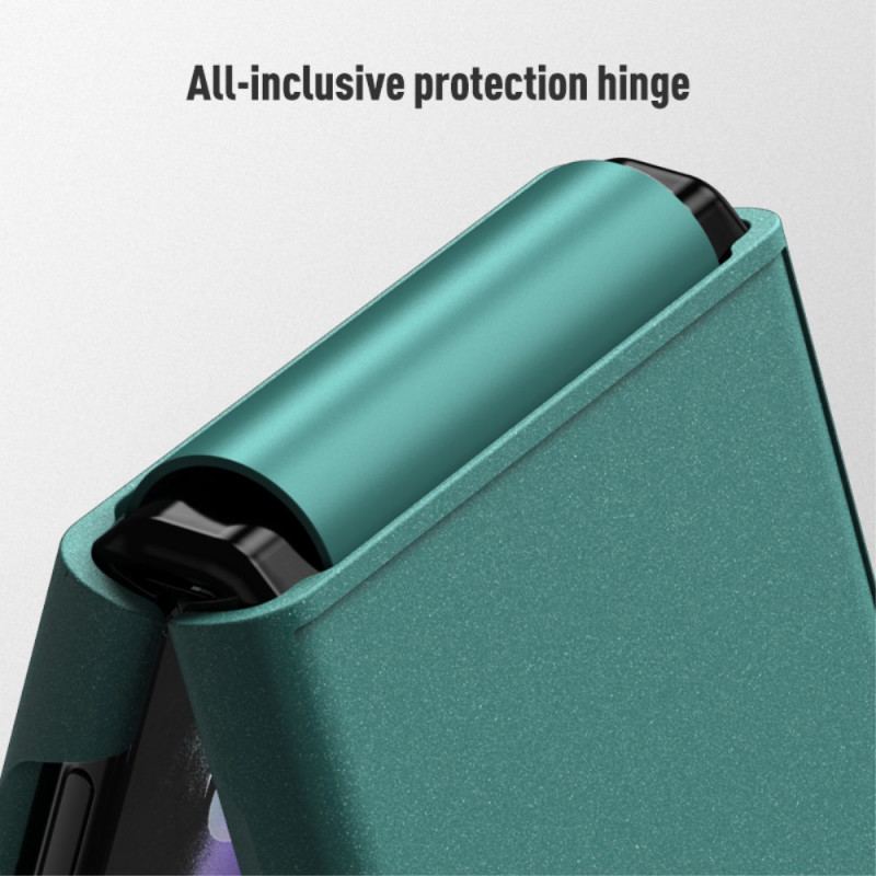 Capa Para Samsung Galaxy Z Flip 3 5G De Couro Estilo Jato De Areia