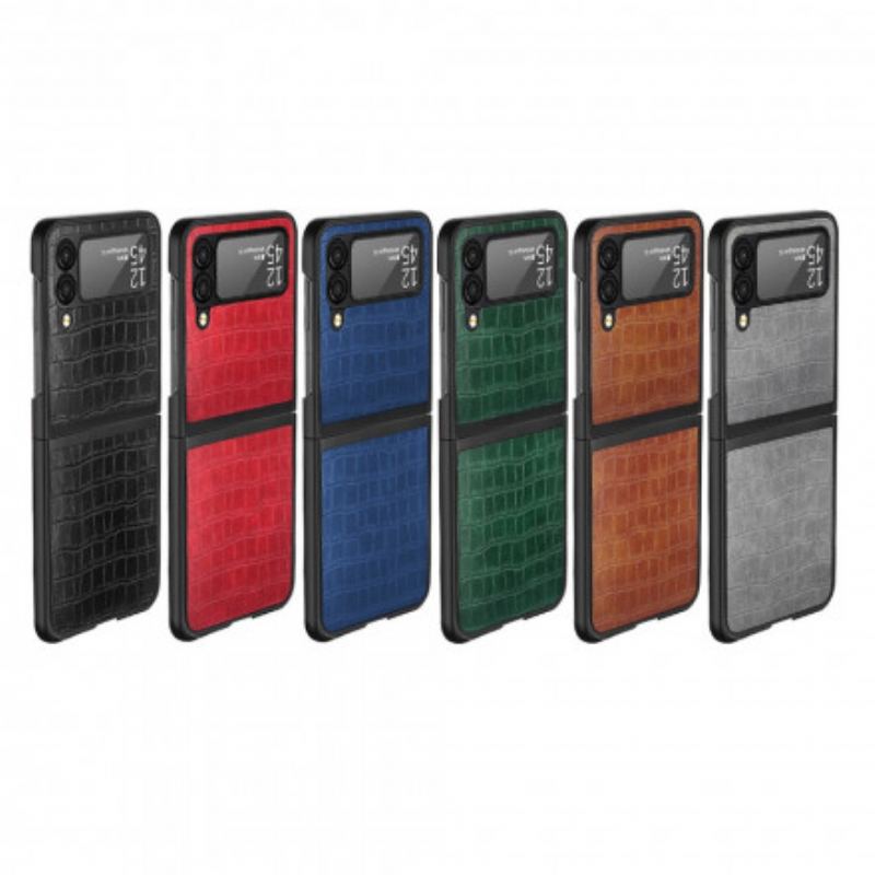 Capa Para Samsung Galaxy Z Flip 3 5G De Couro Estilo De Pele De Crocodilo