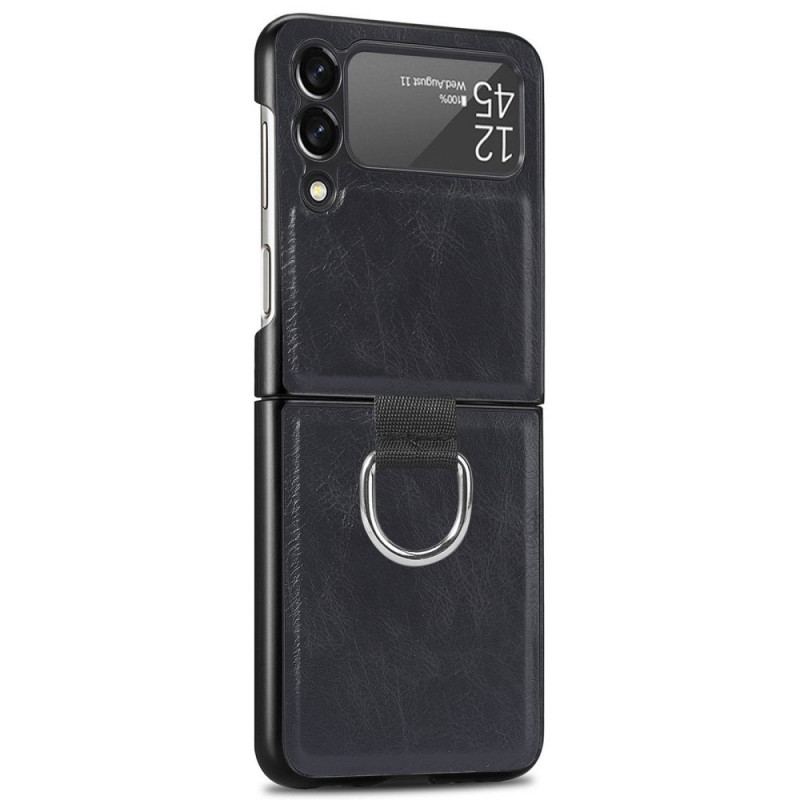 Capa Para Samsung Galaxy Z Flip 3 5G De Couro Estilo Vintage De Couro Com Anel