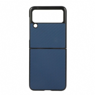 Capa Para Samsung Galaxy Z Flip 3 5G De Couro Fibra De Carbono