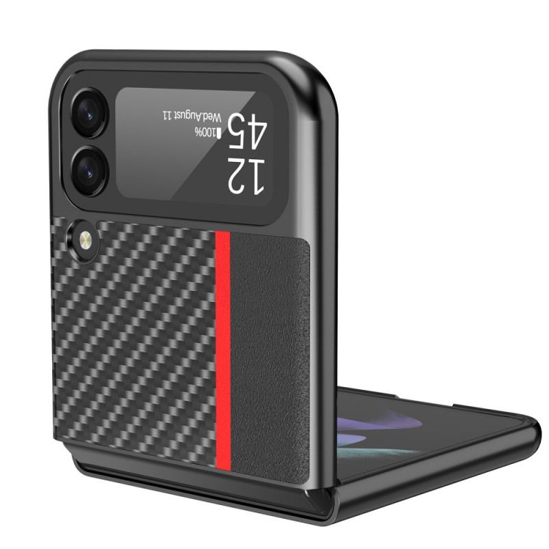 Capa Para Samsung Galaxy Z Flip 3 5G De Couro Fibra De Carbono Lc.imeeke