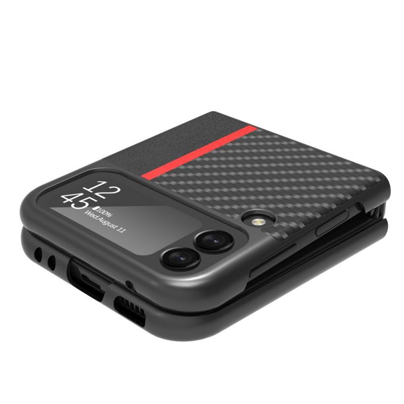 Capa Para Samsung Galaxy Z Flip 3 5G De Couro Fibra De Carbono Lc.imeeke