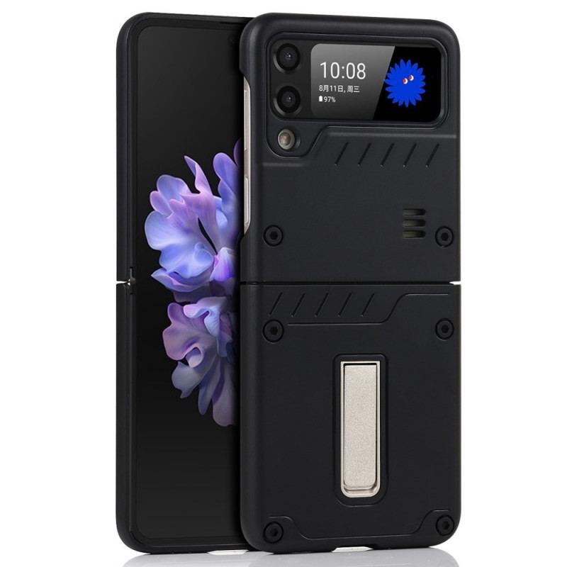 Capa Para Samsung Galaxy Z Flip 3 5G De Couro Fosco Com Suporte