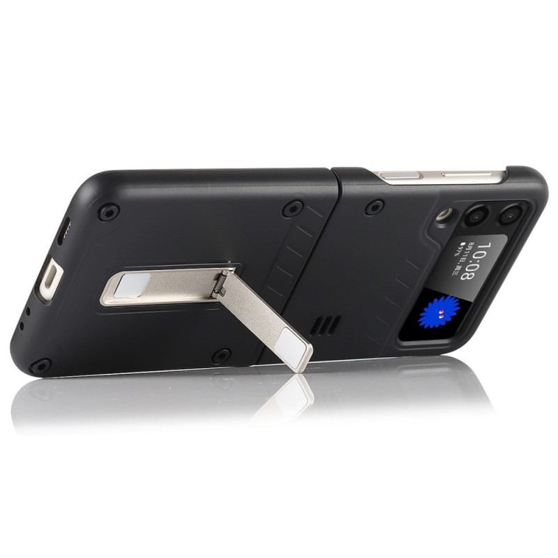 Capa Para Samsung Galaxy Z Flip 3 5G De Couro Fosco Com Suporte