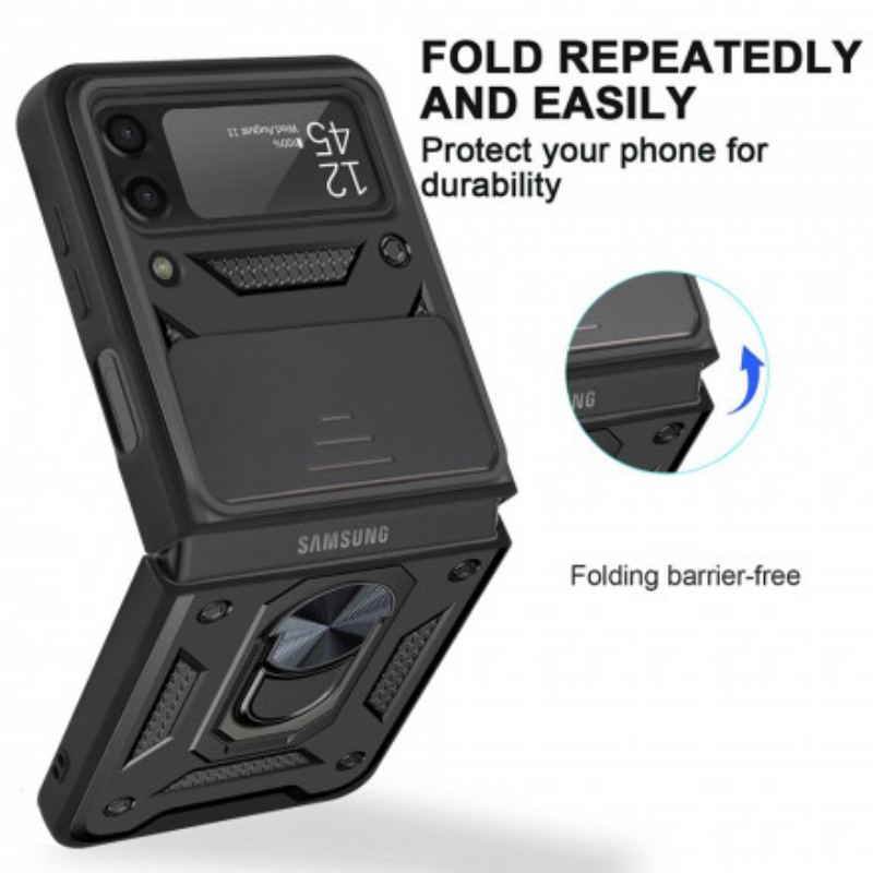 Capa Para Samsung Galaxy Z Flip 3 5G De Couro Híbrido Com Suporte De Anel