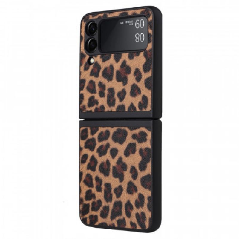 Capa Para Samsung Galaxy Z Flip 3 5G De Couro Leopardo