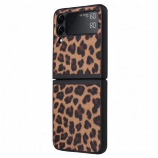 Capa Para Samsung Galaxy Z Flip 3 5G De Couro Leopardo