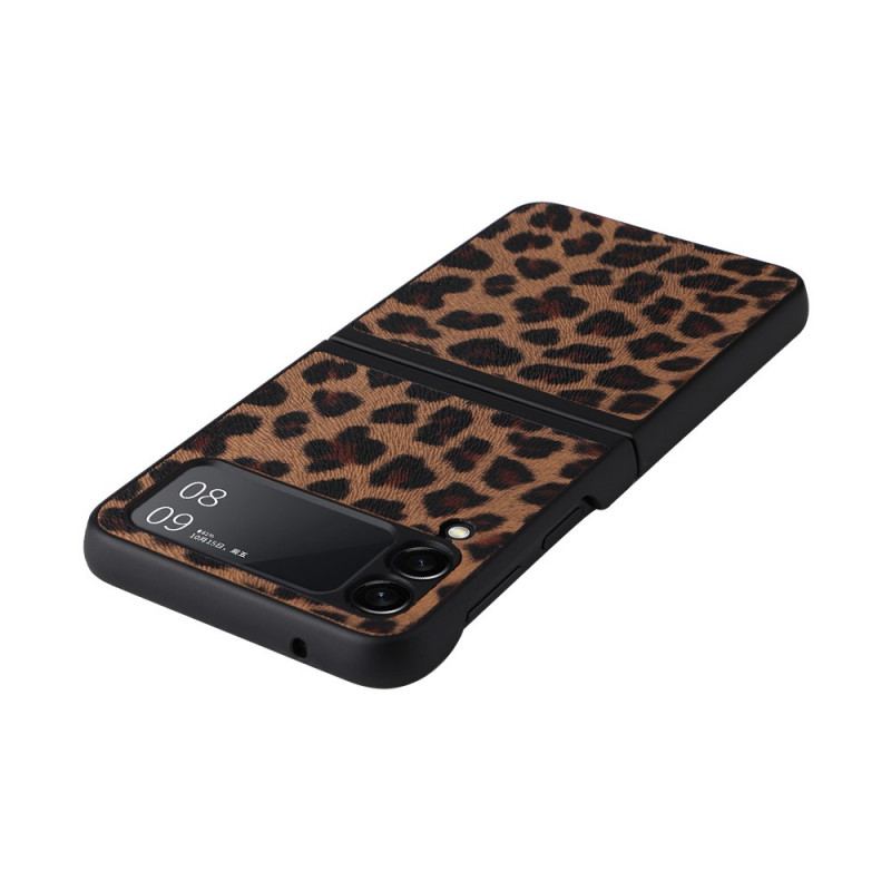 Capa Para Samsung Galaxy Z Flip 3 5G De Couro Leopardo