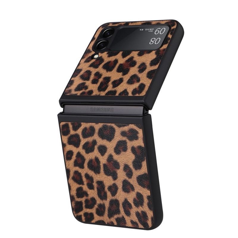 Capa Para Samsung Galaxy Z Flip 3 5G De Couro Leopardo