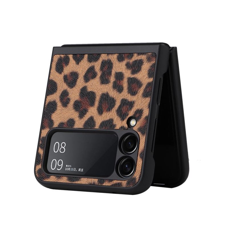 Capa Para Samsung Galaxy Z Flip 3 5G De Couro Leopardo