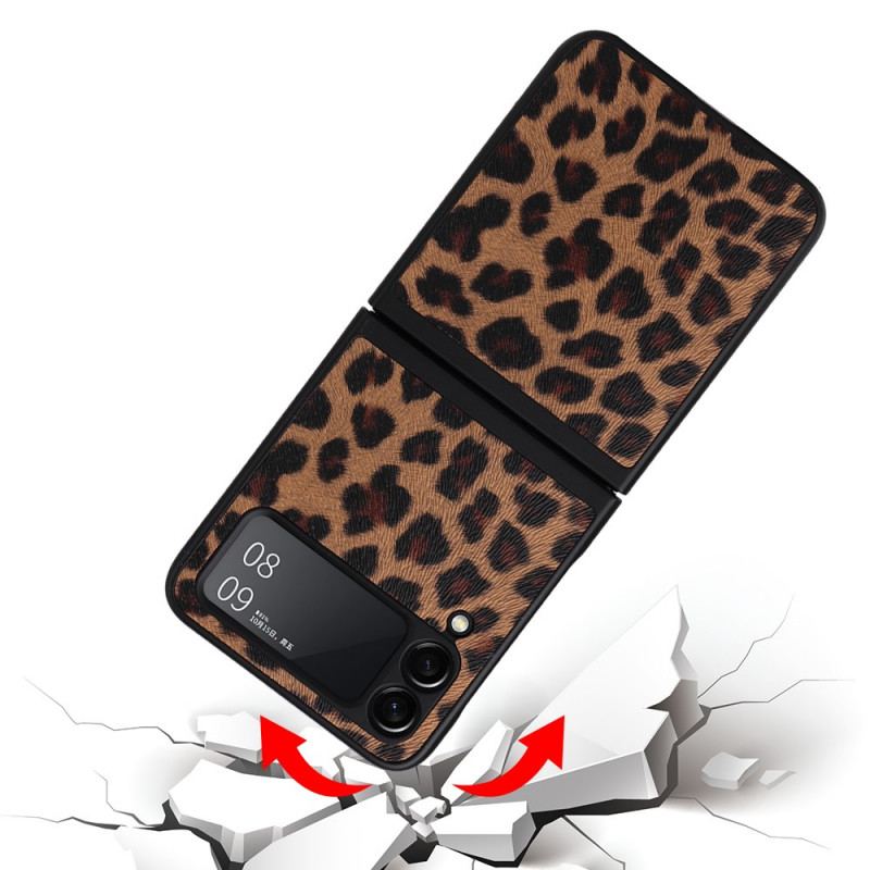 Capa Para Samsung Galaxy Z Flip 3 5G De Couro Leopardo