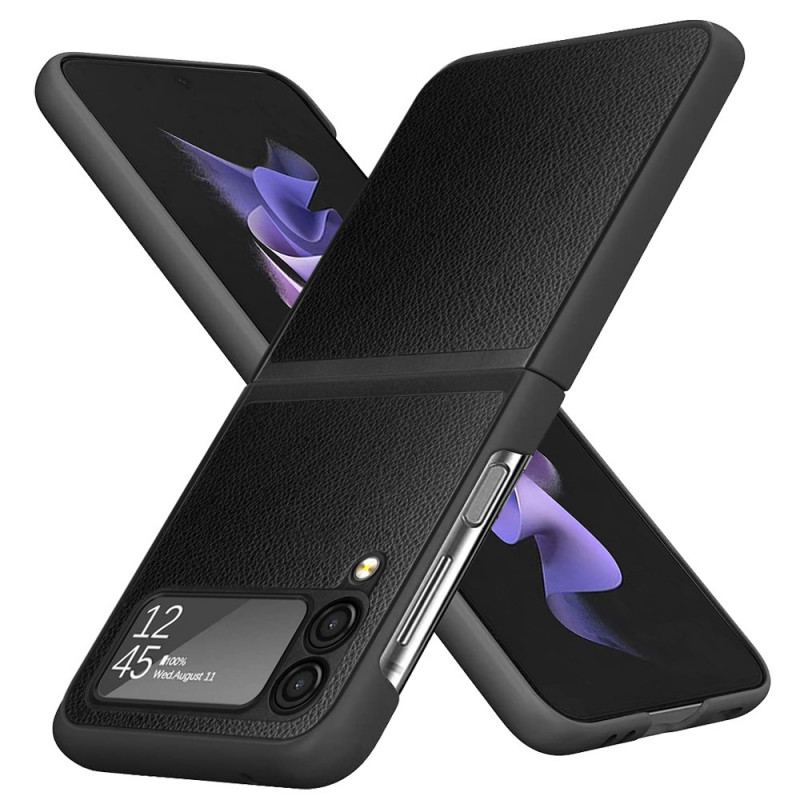 Capa Para Samsung Galaxy Z Flip 3 5G De Couro Couro Lichia Estilo 2 Peças