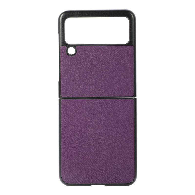 Capa Para Samsung Galaxy Z Flip 3 5G De Couro Couro Lichia Genuíno