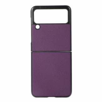 Capa Para Samsung Galaxy Z Flip 3 5G De Couro Couro Lichia Genuíno