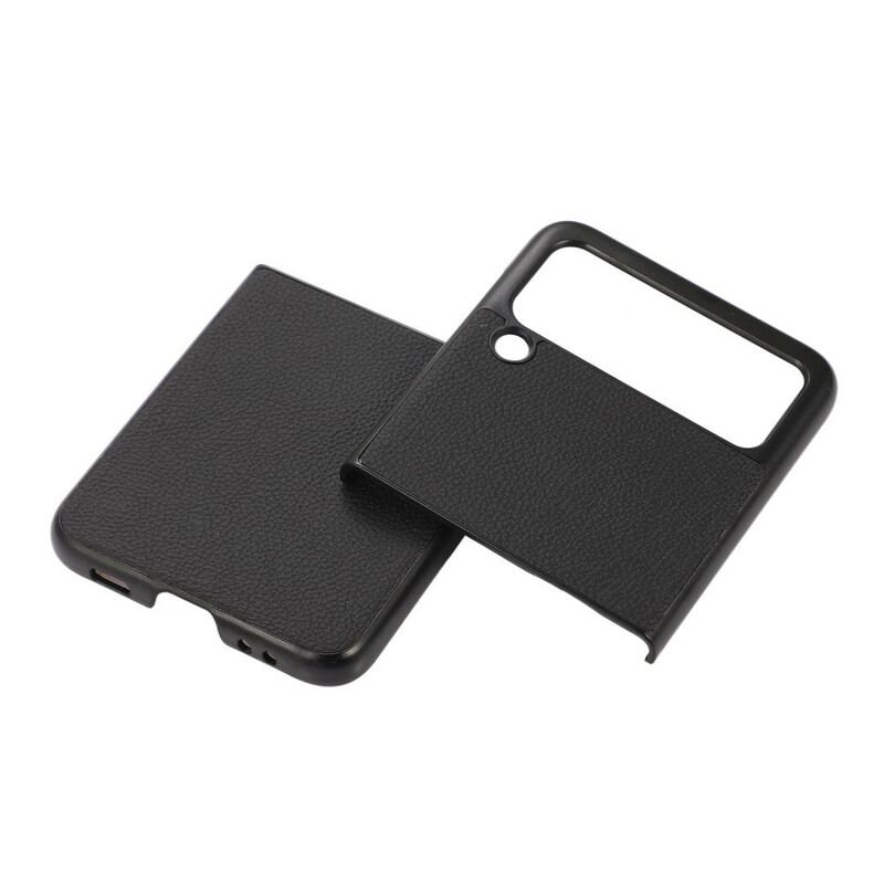 Capa Para Samsung Galaxy Z Flip 3 5G De Couro Couro Lichia Genuíno