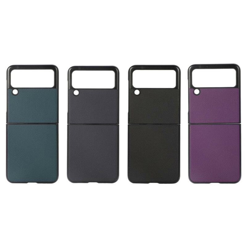 Capa Para Samsung Galaxy Z Flip 3 5G De Couro Couro Lichia Genuíno