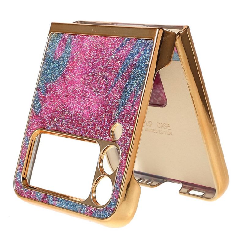 Capa Para Samsung Galaxy Z Flip 3 5G De Couro Pedras Extravagantes Com Suporte De Anel