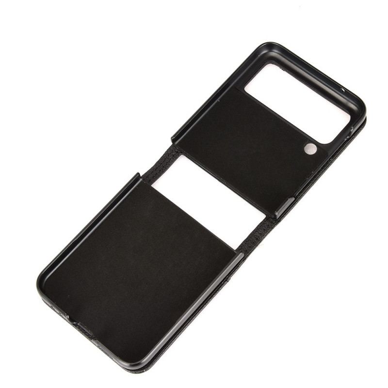 Capa Para Samsung Galaxy Z Flip 3 5G De Couro Porta-cartões Estilo Litchi Couro