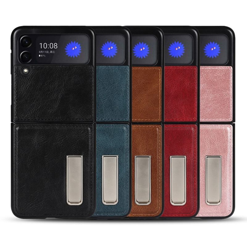 Capa Para Samsung Galaxy Z Flip 3 5G De Couro Suporte De Couro Estilo