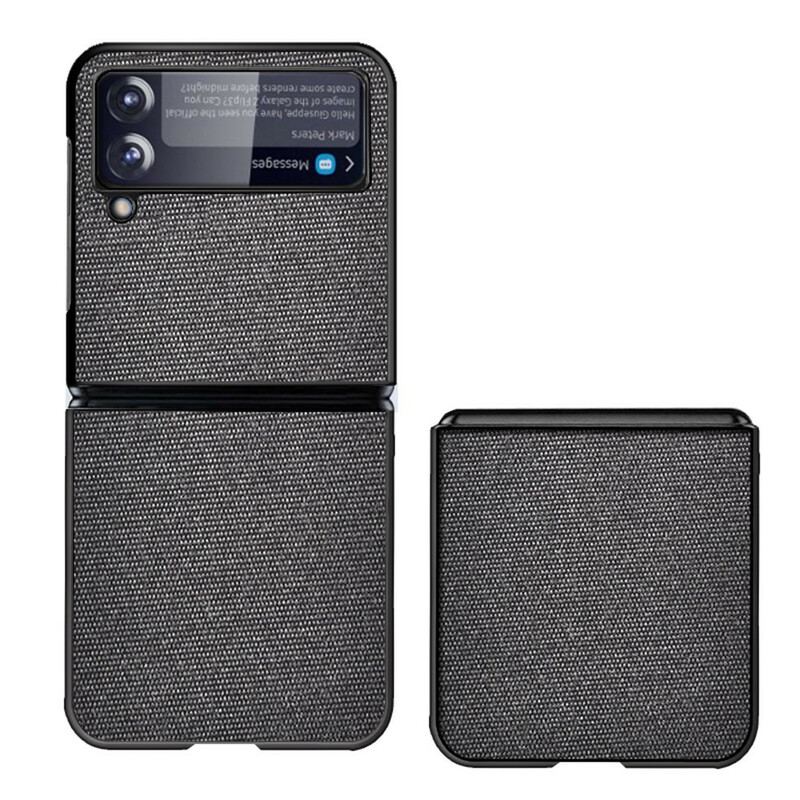 Capa Para Samsung Galaxy Z Flip 3 5G De Couro Textura De Tecido