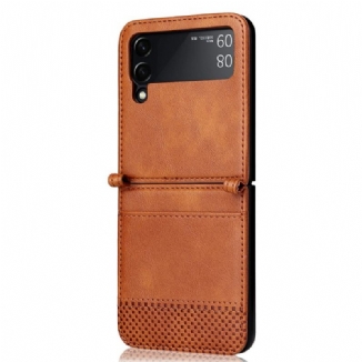 Capa Para Samsung Galaxy Z Flip 3 5G De Couro Titular De Cartão Estilo Couro Vintage