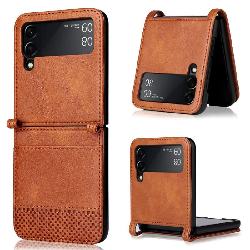 Capa Para Samsung Galaxy Z Flip 3 5G De Couro Titular De Cartão Estilo Couro Vintage