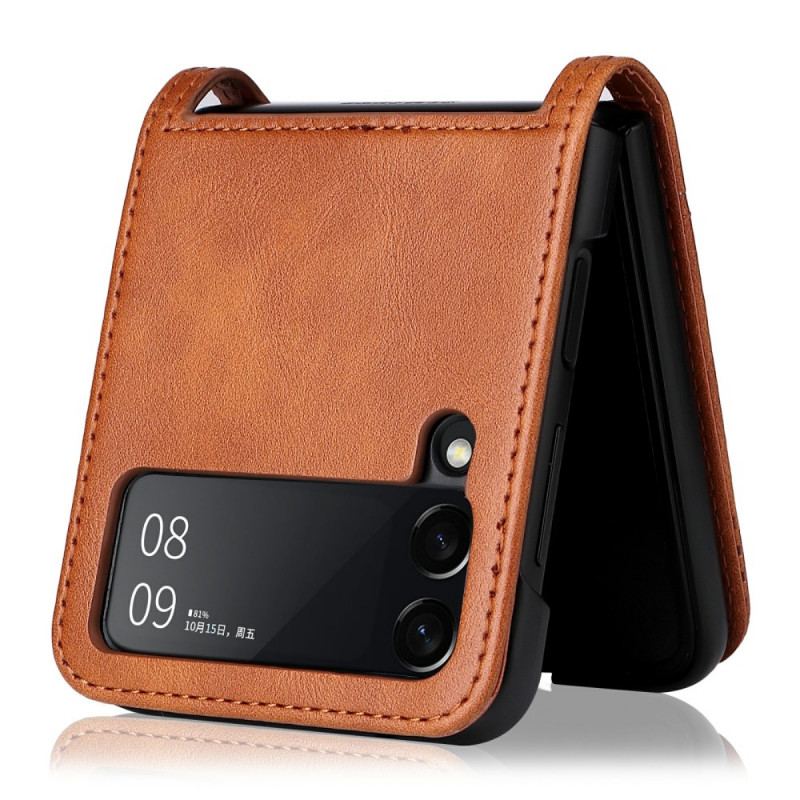 Capa Para Samsung Galaxy Z Flip 3 5G De Couro Titular De Cartão Estilo Couro Vintage