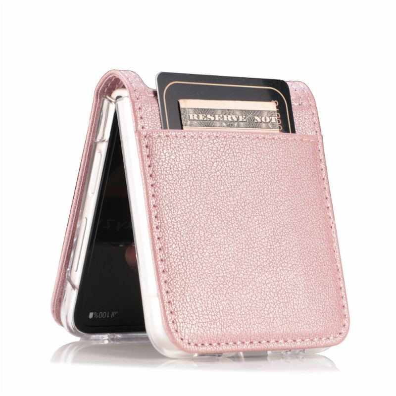 Capa Para Samsung Galaxy Z Flip 3 5G De Couro Titular De Cartão De Couro Texturizado