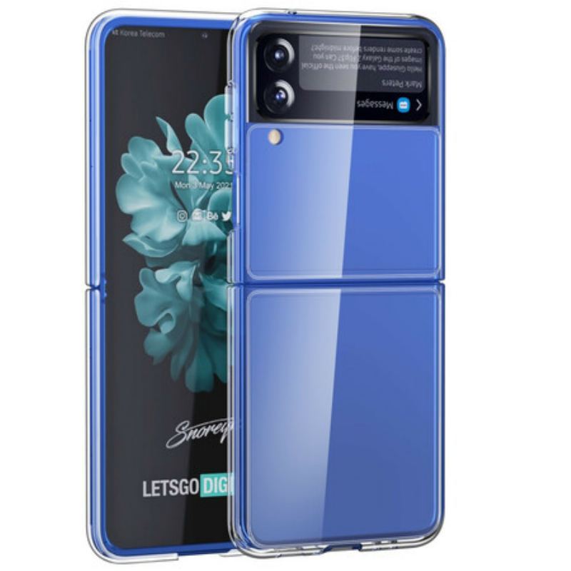 Capa Para Samsung Galaxy Z Flip 3 5G De Couro Transparente