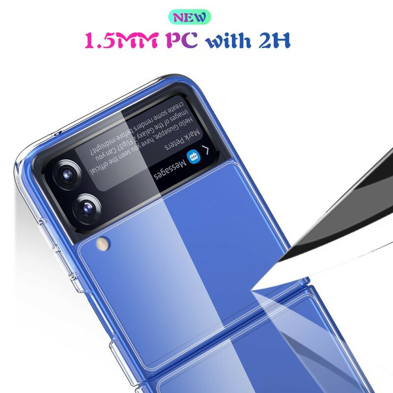 Capa Para Samsung Galaxy Z Flip 3 5G De Couro Transparente