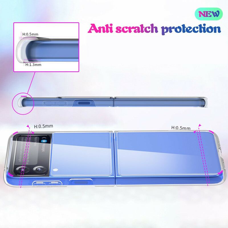 Capa Para Samsung Galaxy Z Flip 3 5G De Couro Transparente