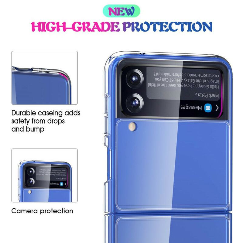 Capa Para Samsung Galaxy Z Flip 3 5G De Couro Transparente