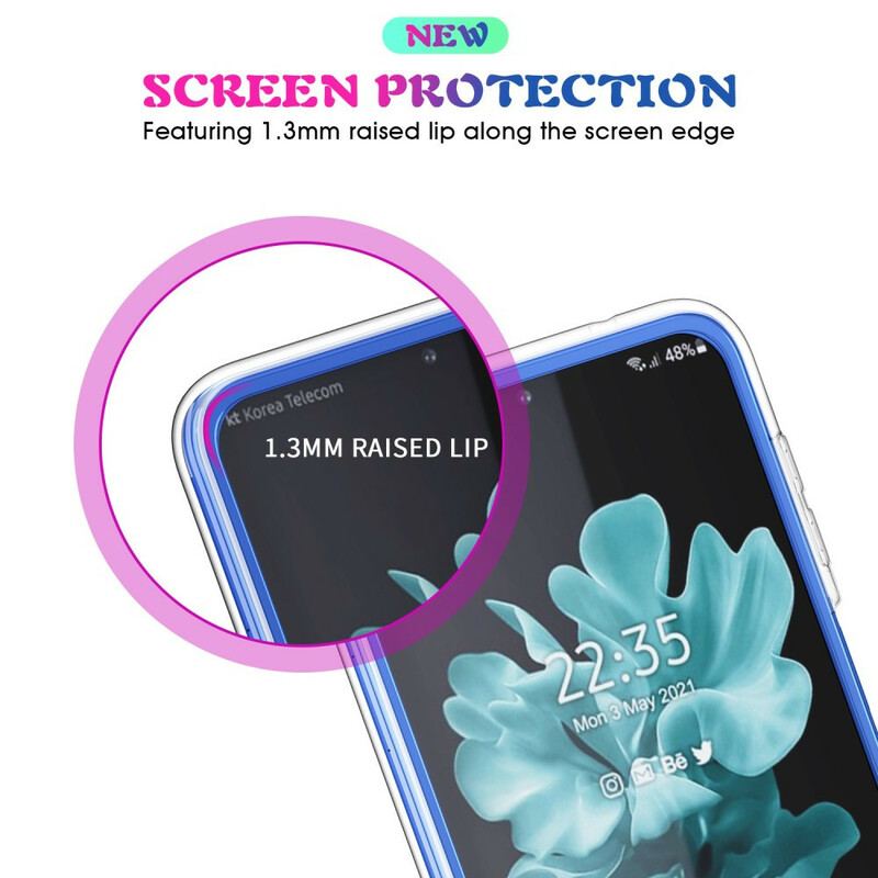 Capa Para Samsung Galaxy Z Flip 3 5G De Couro Transparente