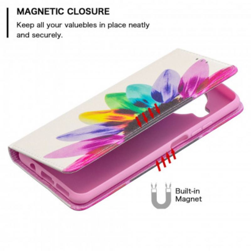 Capa De Celular Para Xiaomi Mi 10T Lite Flip Flor Aquarela