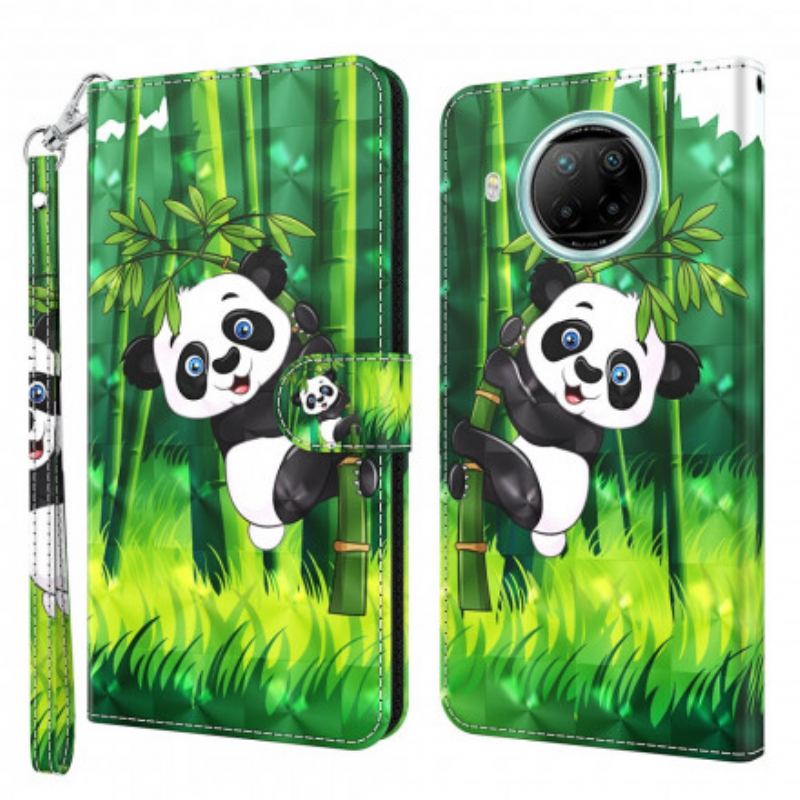 Capa Em Pele Para Xiaomi Mi 10T Lite Panda Light Spot E Bambu