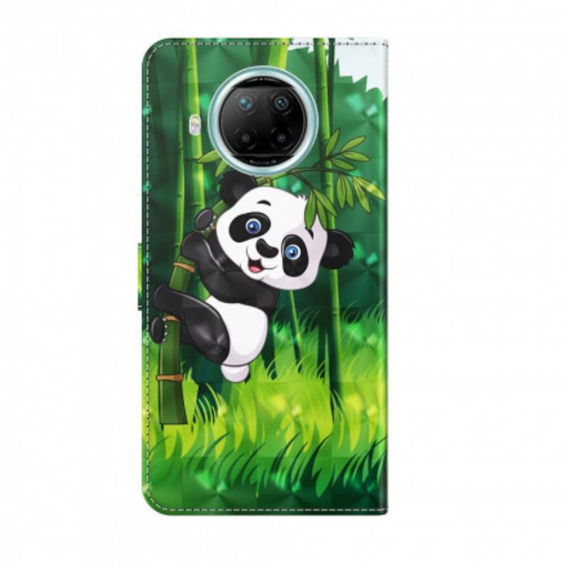 Capa Em Pele Para Xiaomi Mi 10T Lite Panda Light Spot E Bambu