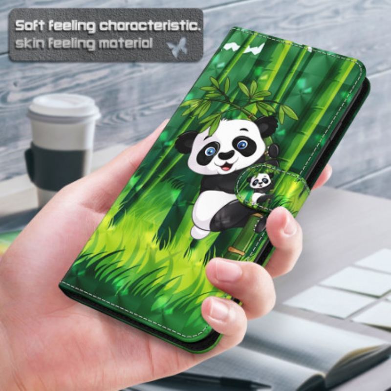 Capa Em Pele Para Xiaomi Mi 10T Lite Panda Light Spot E Bambu